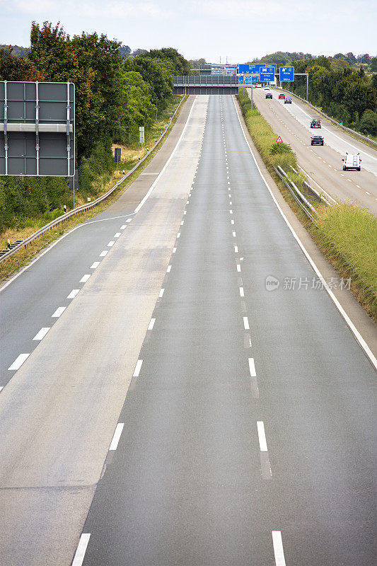 Empty lanes on a German autobahn -- high Angle view